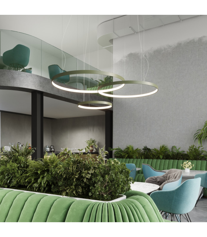 Rio 110cm Integrated LED Pendant Ceiling Light Olive Green 4000K-11
