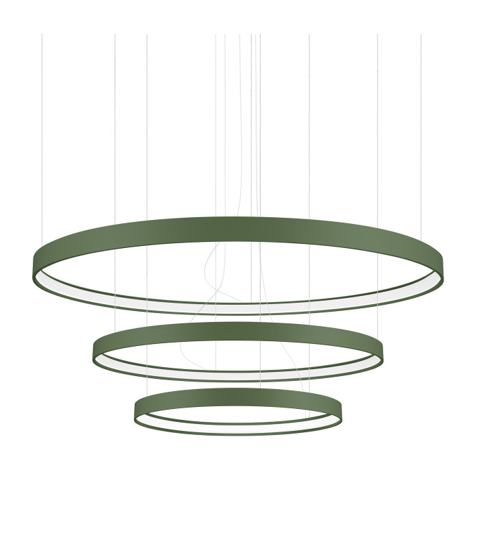 Rio 110cm Triple Ring Integrated LED Pendant Ceiling Light Olive Green 4000K-1