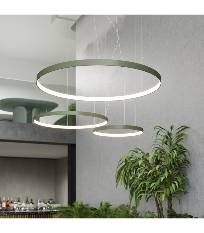 Rio 110cm Integrated LED Pendant Ceiling Light Olive Green 4000K-12
