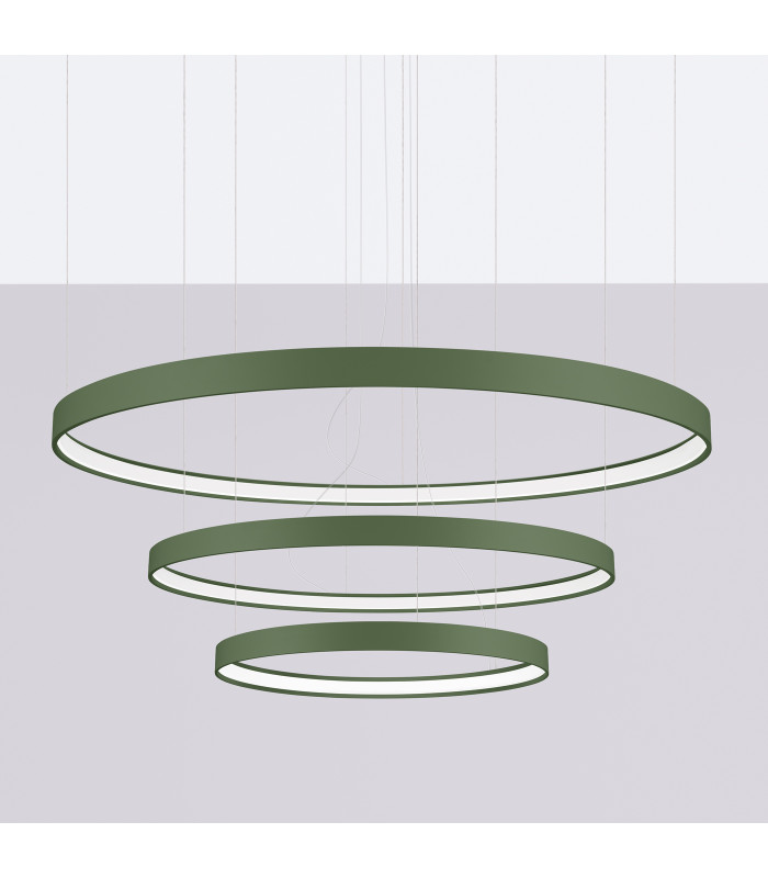 Rio 110cm Triple Ring Integrated LED Pendant Ceiling Light Olive Green 4000K-2