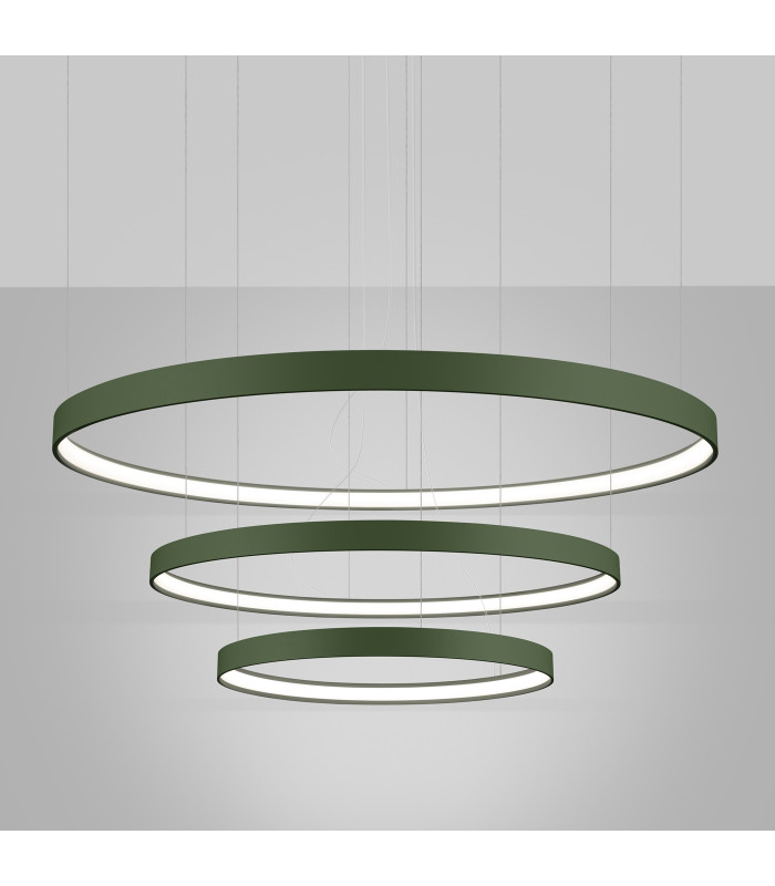 Rio 110cm Triple Ring Integrated LED Pendant Ceiling Light Olive Green 4000K-3