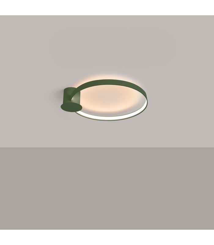 Rio 55cm Integrated LED Semi Flush Ceiling Light Olive Green 3000K-3