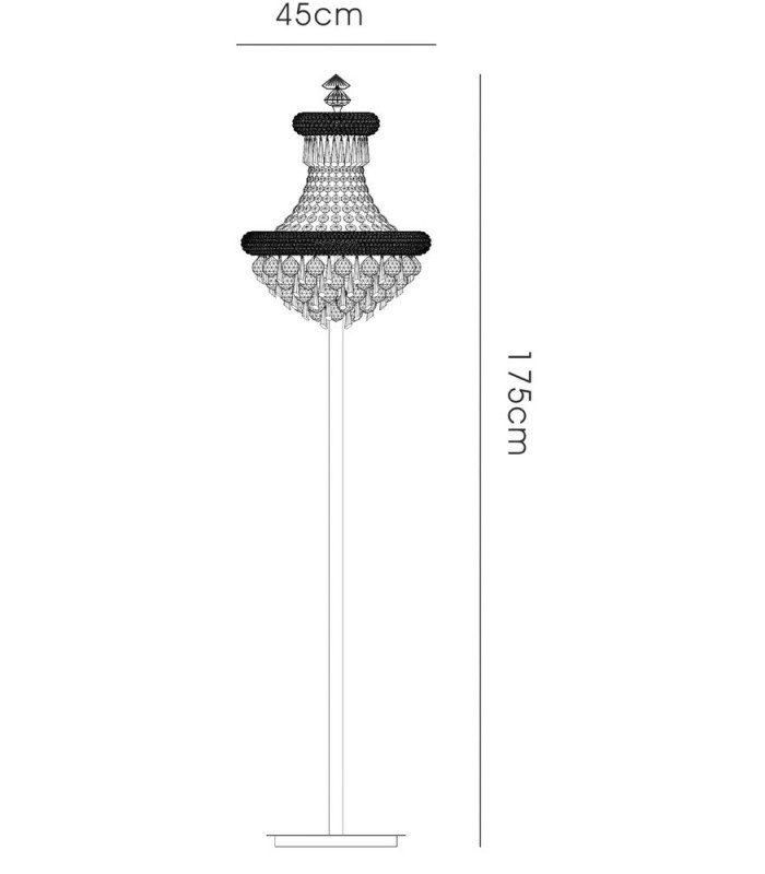 Floor Lamp 8 Light French Gold, Crystal - 3
