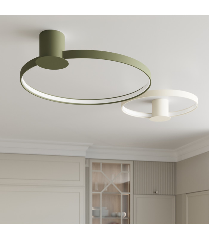Rio 78cm Integrated LED Semi Flush Ceiling Light Olive Green 3000K-13