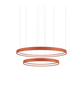 Rio 78cm Twin Ring Integrated LED Pendant Ceiling Light Red Ochre 4000K-1