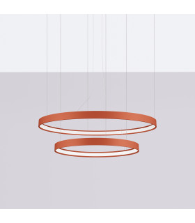 Rio 78cm Twin Ring Integrated LED Pendant Ceiling Light Red Ochre 4000K-2