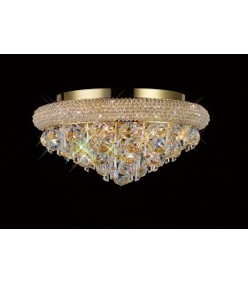 Flush Ceiling 6 Light French Gold, Crystal - 2