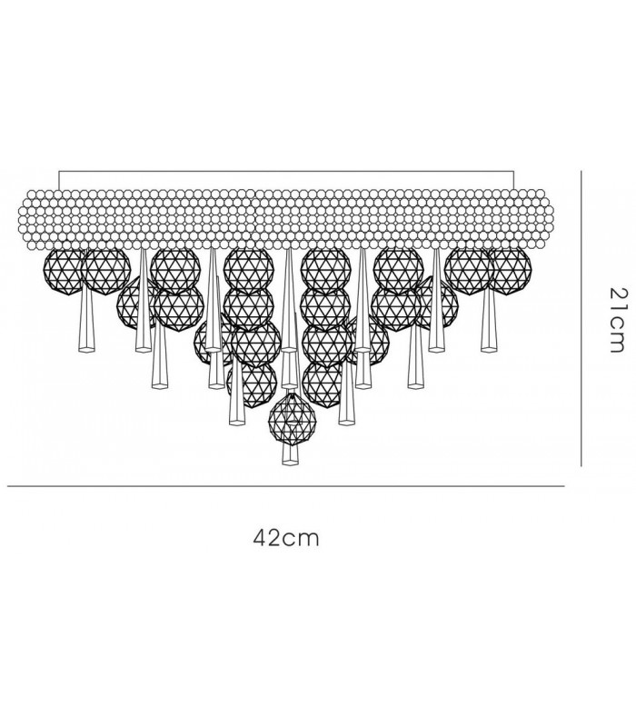 Flush Ceiling 6 Light French Gold, Crystal - 3