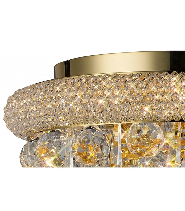 Flush Ceiling 6 Light French Gold, Crystal - 5
