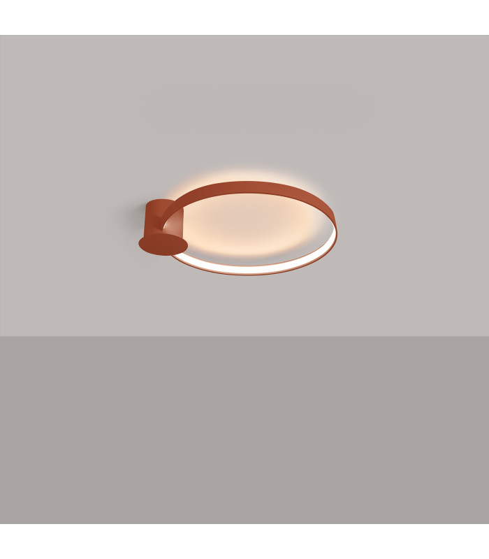 Rio 55cm Integrated LED Semi Flush Ceiling Light Red Ochre 3000K-3