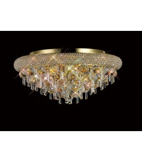 Flush Ceiling 7 Light French Gold, Crystal - 2