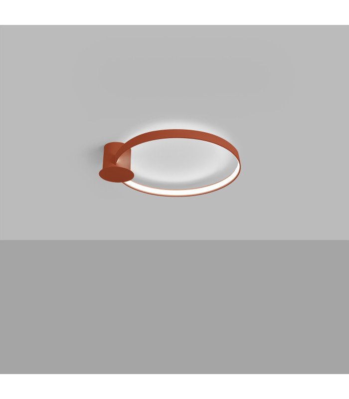 Rio 55cm Integrated LED Semi Flush Ceiling Light Red Ochre 4000K-3