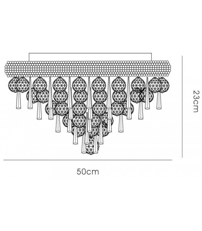 Flush Ceiling 7 Light French Gold, Crystal - 3