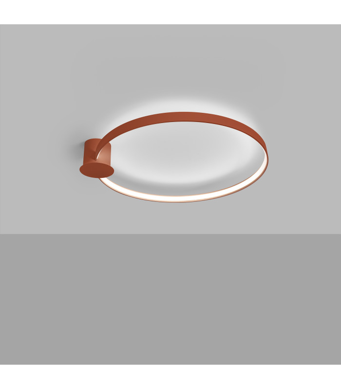 Rio 78cm Integrated LED Semi Flush Ceiling Light Red Ochre 4000K-3