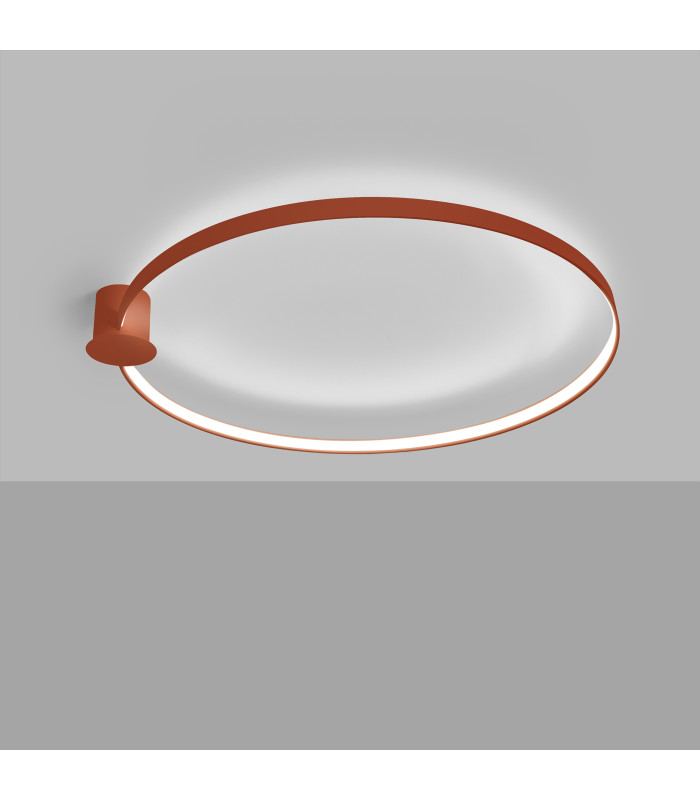 Rio 110cm Integrated LED Semi Flush Ceiling Light Red Ochre 4000K-3
