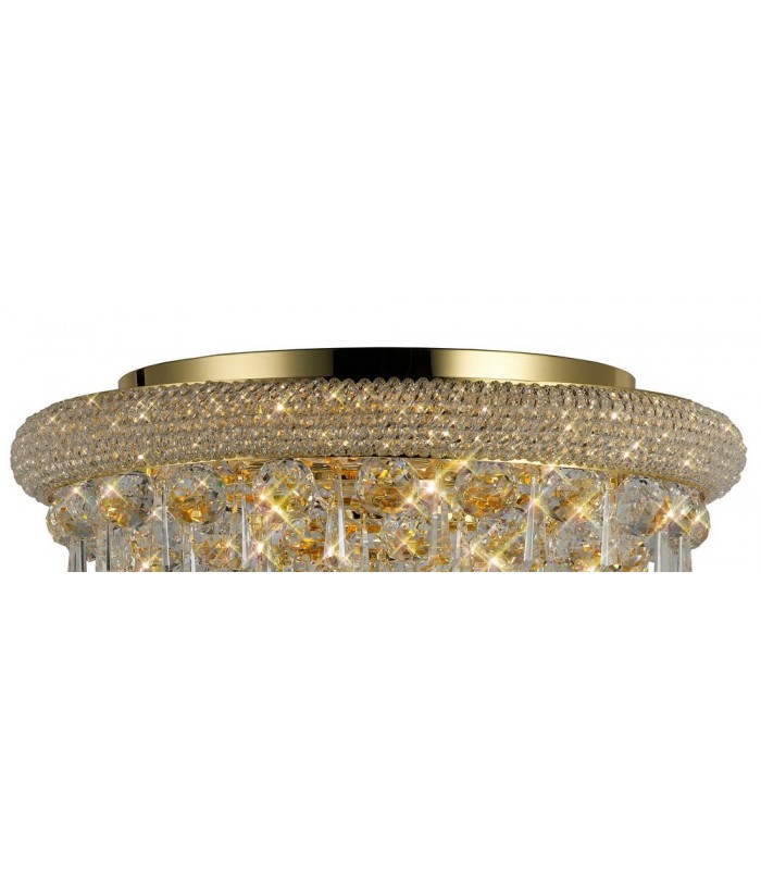 Flush Ceiling 7 Light French Gold, Crystal - 4