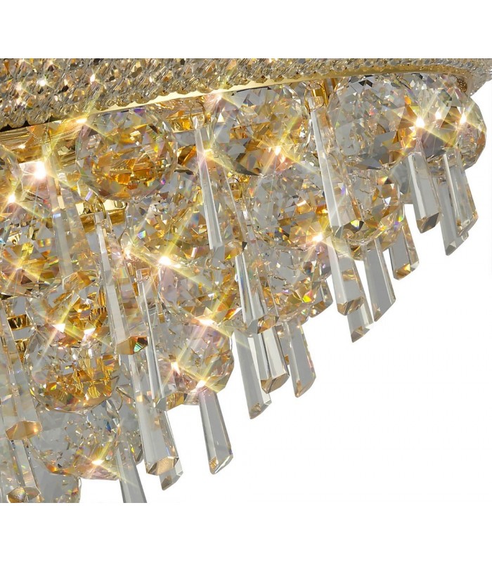 Flush Ceiling 7 Light French Gold, Crystal - 6