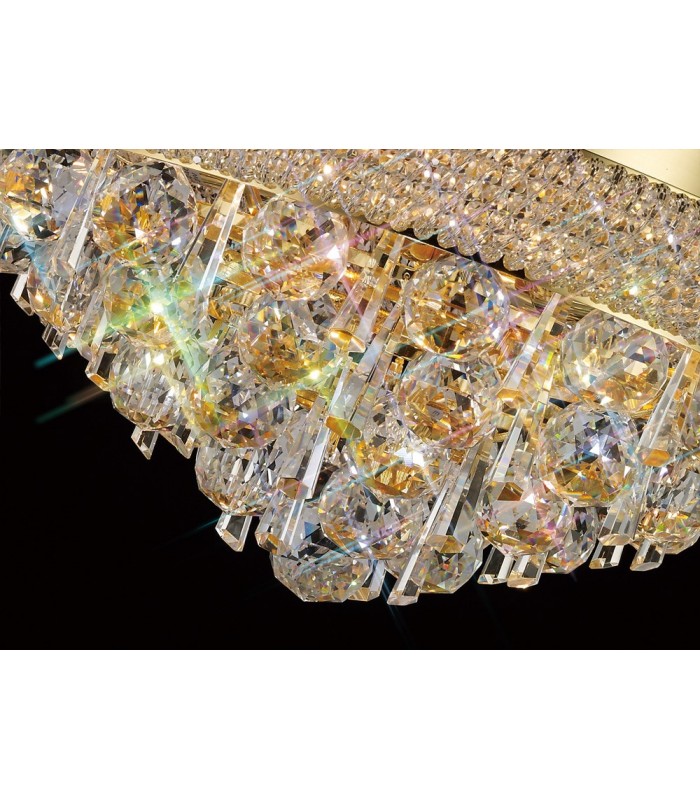 Flush Ceiling 7 Light French Gold, Crystal - 8