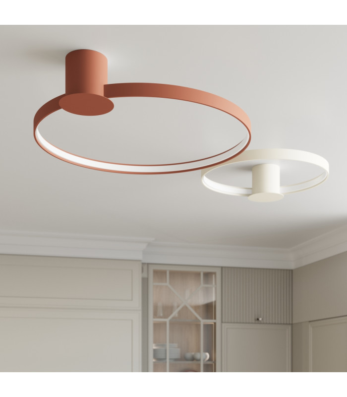 Rio 55cm Integrated LED Semi Flush Ceiling Light Red Ochre 4000K-13
