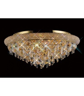 Flush Ceiling 9 Light French Gold, Crystal - 2