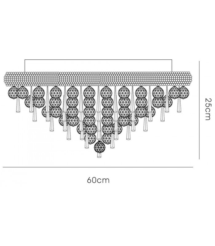 Flush Ceiling 9 Light French Gold, Crystal - 3