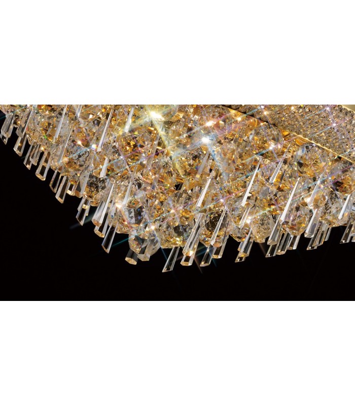 Flush Ceiling 9 Light French Gold, Crystal - 8