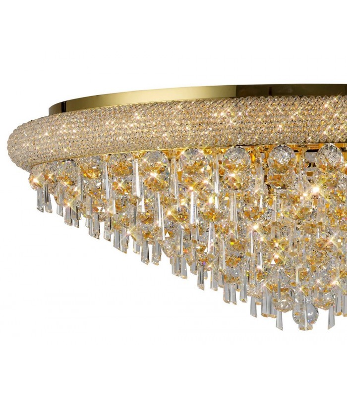 Flush Ceiling 18 Light French Gold, Crystal - 5