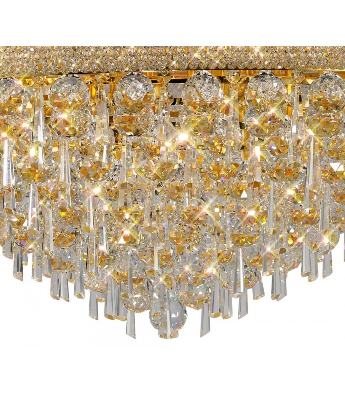 Flush Ceiling 18 Light French Gold, Crystal - 8