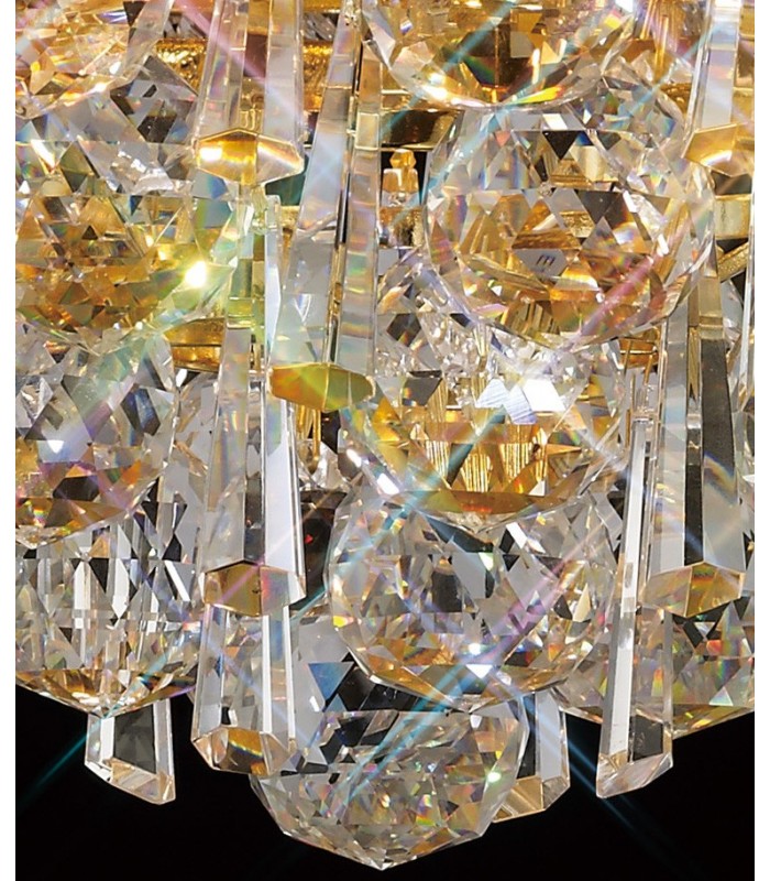 Flush Ceiling 18 Light French Gold, Crystal - 12