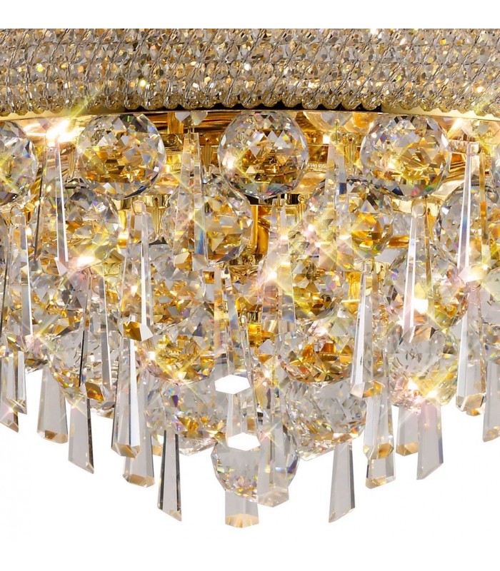 Ceiling Pendant Chandelier 9 Light French Gold, Crystal - 12