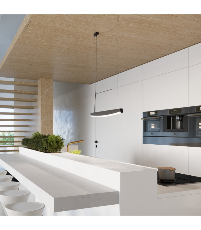 Jorun LED 150cm Bar Pendant Ceiling Light Black 3000K-10