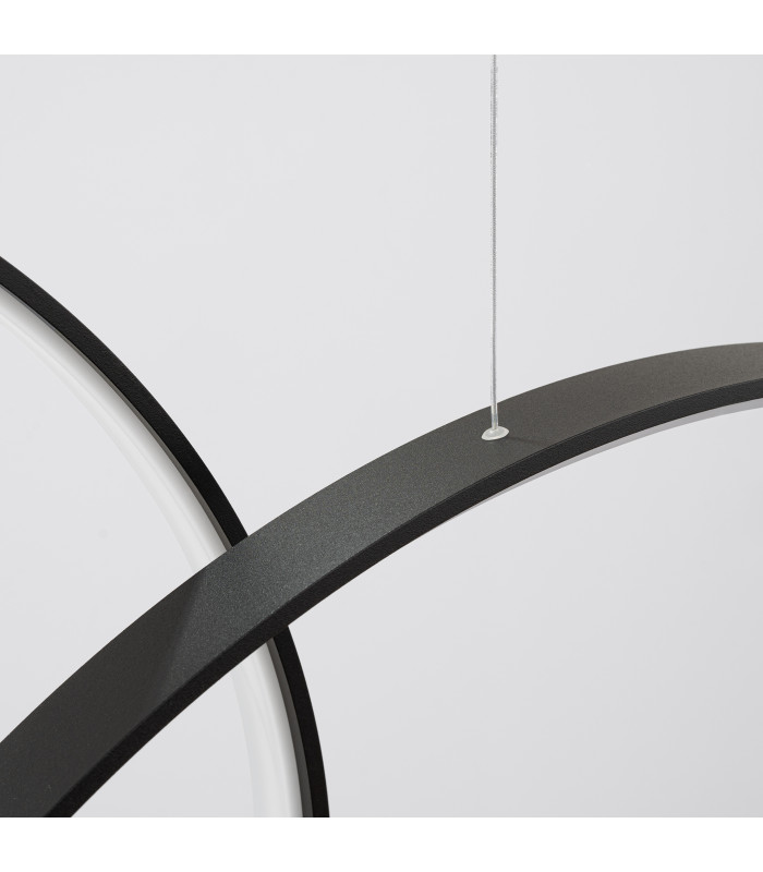 Rio 5 Ring Integrated LED Pendant Ceiling Light Black 3000K-6