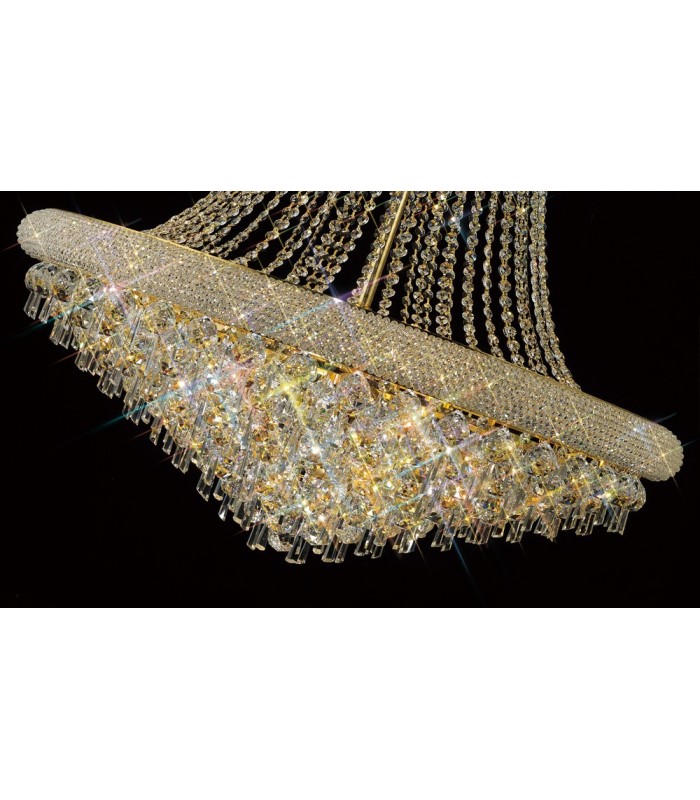 Ceiling Pendant Chandelier 18 Light French Gold, Crystal - 11