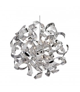 6 Light Ribbon Ceiling Pendant Chrome with Glass Crystals, G4 Bulb - 1