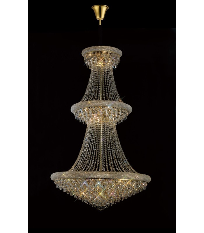 Ceiling Pendant Chandelier 3 Tier 29 Light French Gold, Crystal - 2