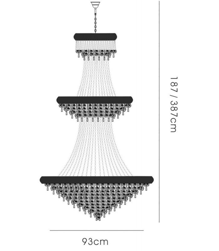 Ceiling Pendant Chandelier 3 Tier 29 Light French Gold, Crystal - 3