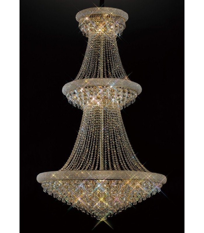 Ceiling Pendant Chandelier 3 Tier 29 Light French Gold, Crystal - 12