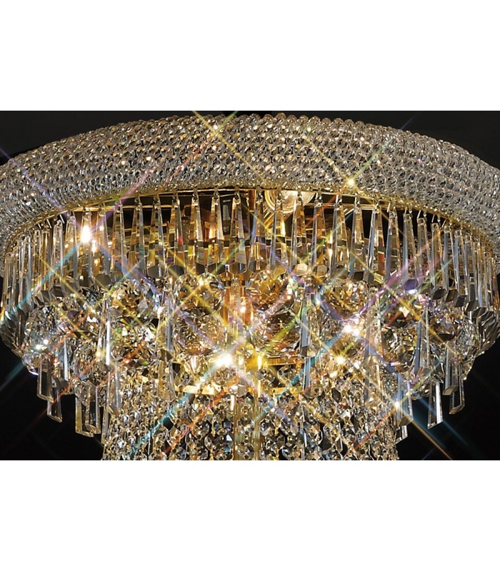Ceiling Pendant Chandelier 3 Tier 29 Light French Gold, Crystal - 17