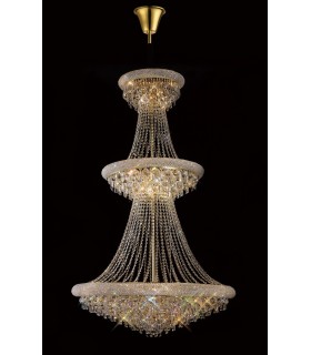 Ceiling Pendant Chandelier 3 Tier 37 Light French Gold, Crystal - 2