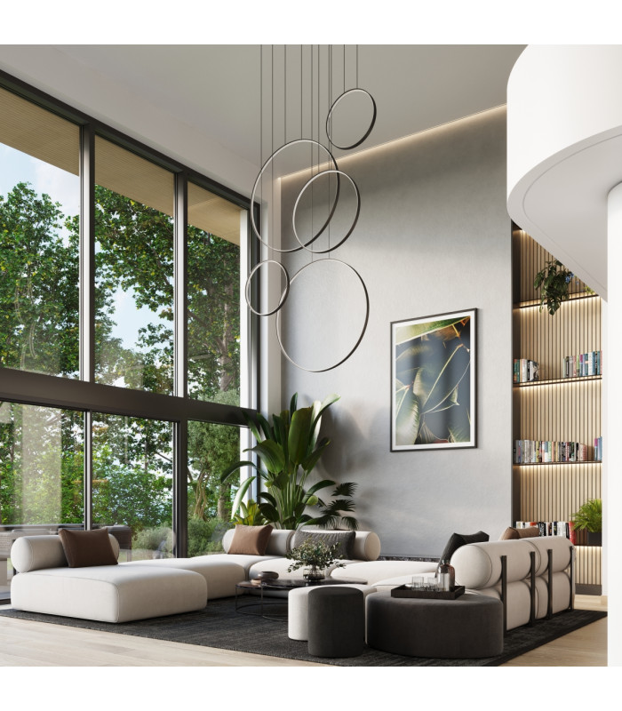 Rio 5 Ring Integrated LED Pendant Ceiling Light White 3000K-11