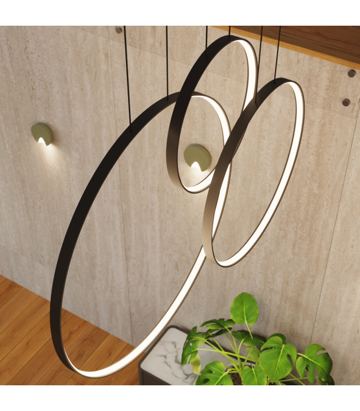 Rio Tripple Ring Integrated LED Pendant Ceiling Light Black 3000K-13