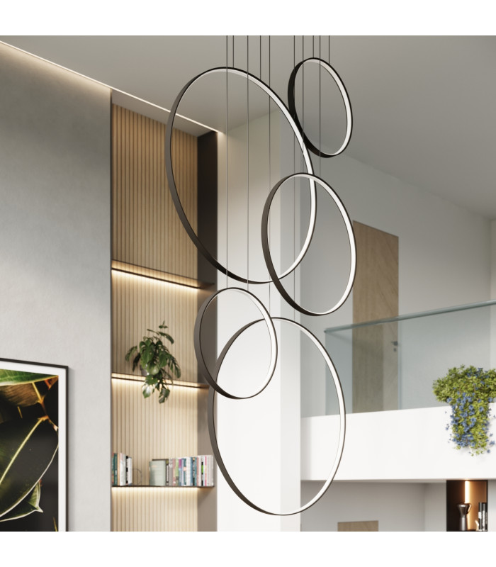 Rio 5 Ring Integrated LED Pendant Ceiling Light White 4000K-13