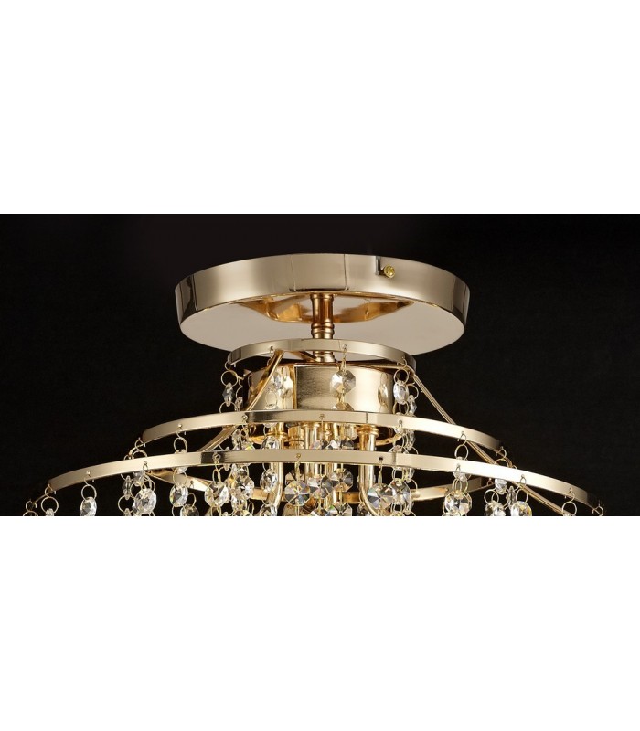 Semi Flush Ceiling 4 Light E14 French Gold, Crystal - 4