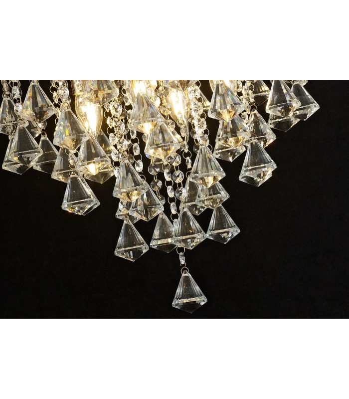 Semi Flush Ceiling 4 Light E14 French Gold, Crystal - 6