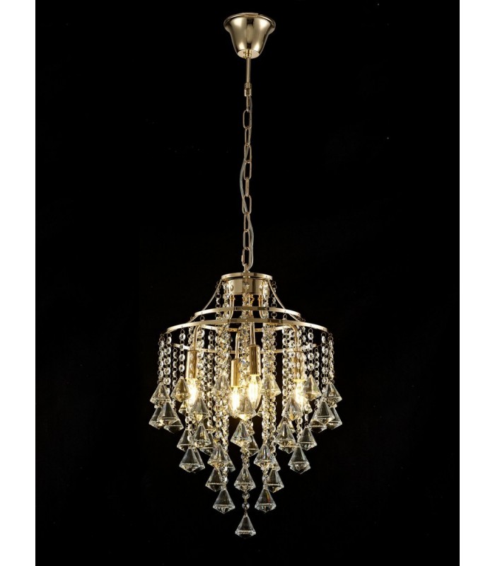 Ceiling Pendant 4 Light E14 French Gold, Crystal - 2