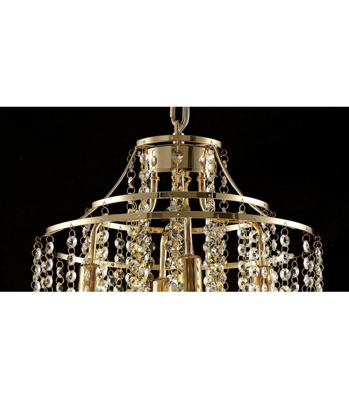 Ceiling Pendant 4 Light E14 French Gold, Crystal - 5