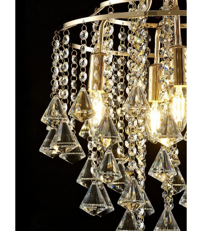 Ceiling Pendant 4 Light E14 French Gold, Crystal - 6