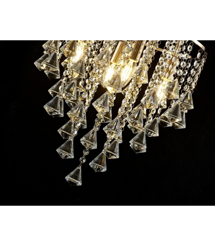 Ceiling Pendant 4 Light E14 French Gold, Crystal - 7