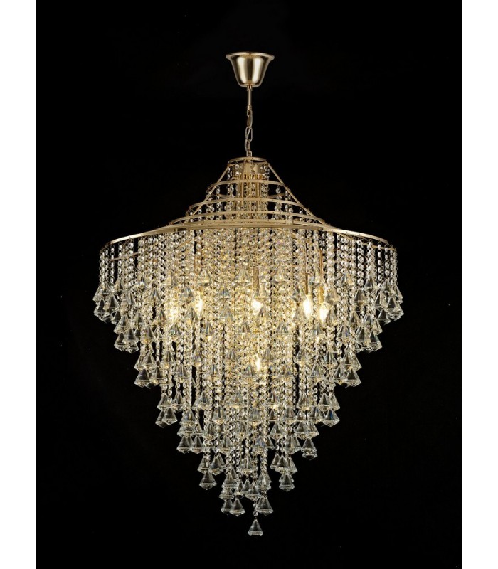 Ceiling Pendant 9 Light E14 French Gold, Crystal - 2