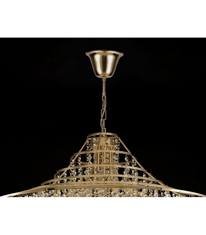 Ceiling Pendant 9 Light E14 French Gold, Crystal - 4